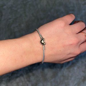 *Authentic* Pandora Gold Heart Silver Bracelet